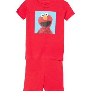 Sesame Street Boys 2-piece Snug-fit Organic Cotton Pajama Set, Square Elmo, 5T US