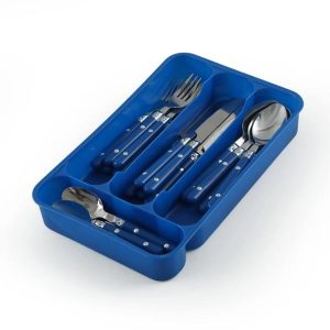 Kitchen Utensils Organizer Spoon & Fork Storage 24-Pieces Blue