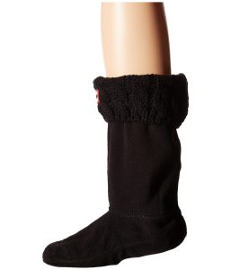 Hunter Girl's Original Kids' Half-Cardigan 6 Stitch Cable Boot Socks (Toddler/Little Kid/Big Kid) Black MD (Shoe 11-13 Little Kid)