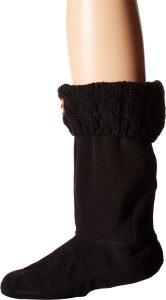 Hunter Kids Girl's Original Kids' Half-Cardigan 6 Stitch Cable Boot Socks (Toddler/Little Kid/Big Kid) Black SM (Shoe 8-10 Toddler)